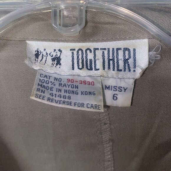 Vintage 80s Together Khaki Playsuit Shorts Romper 1 Piece Missy Sz 6 - Picture 4 of 9
